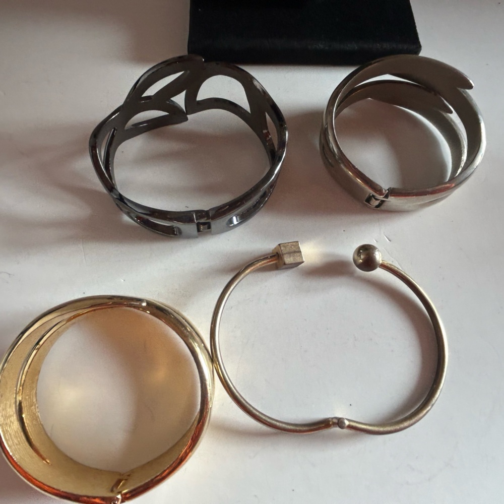 Elegant Silver and Gold Tone Hinged Bracelets VTG to Modern - Picture 3 of 5